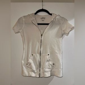 Style & Co white shirt sleeve hooded zip up